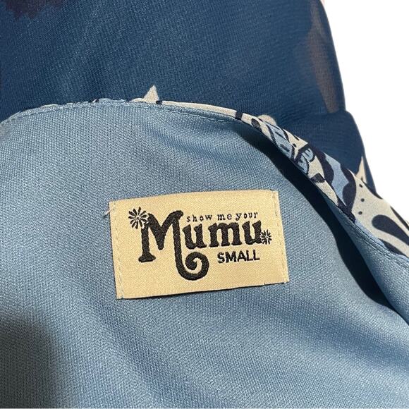 Show Me Your Mumu Throw and Go Tassel Boho Mini Dress Women’s Size Small Blue - Picture 5 of 6